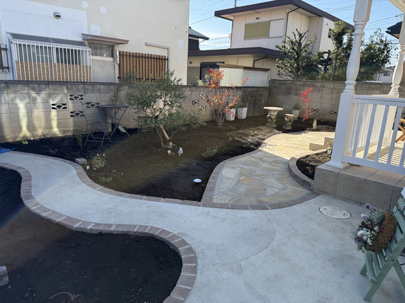 群馬県前橋市K様邸 洋風外構一式施工事例|前橋市で外構エクステリアならブリックガーデンまで。